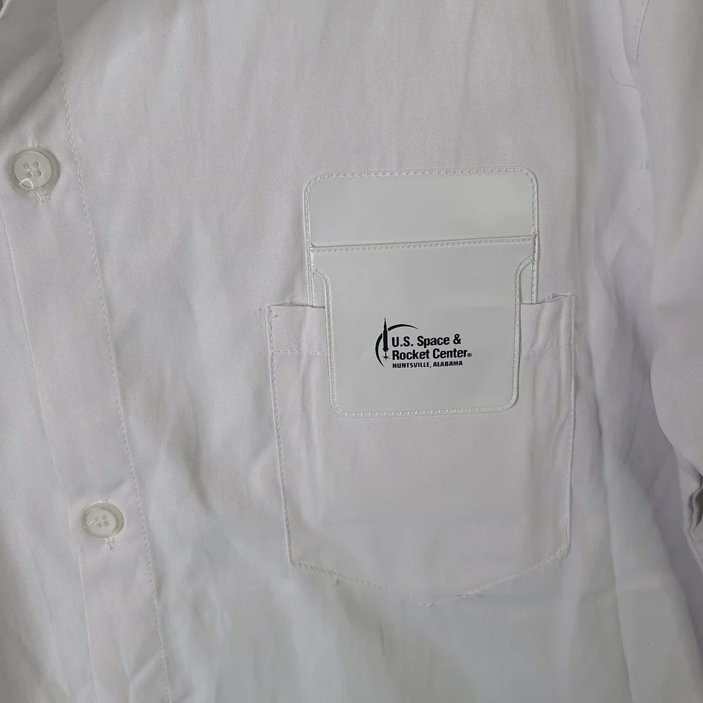 Space‎ Gear Shirt Boys Large White Button Down Rocket Scientist NASA Cotton